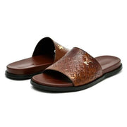 BRAIDED BROWN SLIPPERS (SR BRN 208)