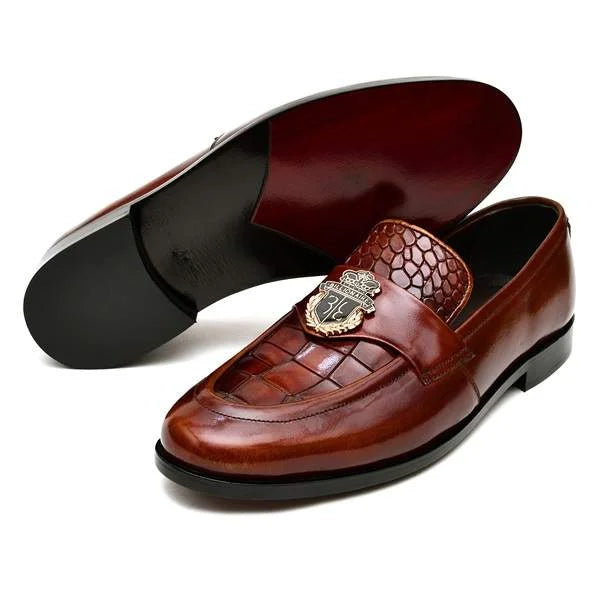 MAJESTIC MILD: COFFEE LEATHER LOAFERS (SR BRN 02)