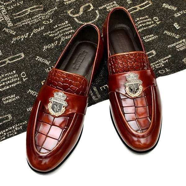 MAJESTIC MILD: COFFEE LEATHER LOAFERS (SR BRN 02)